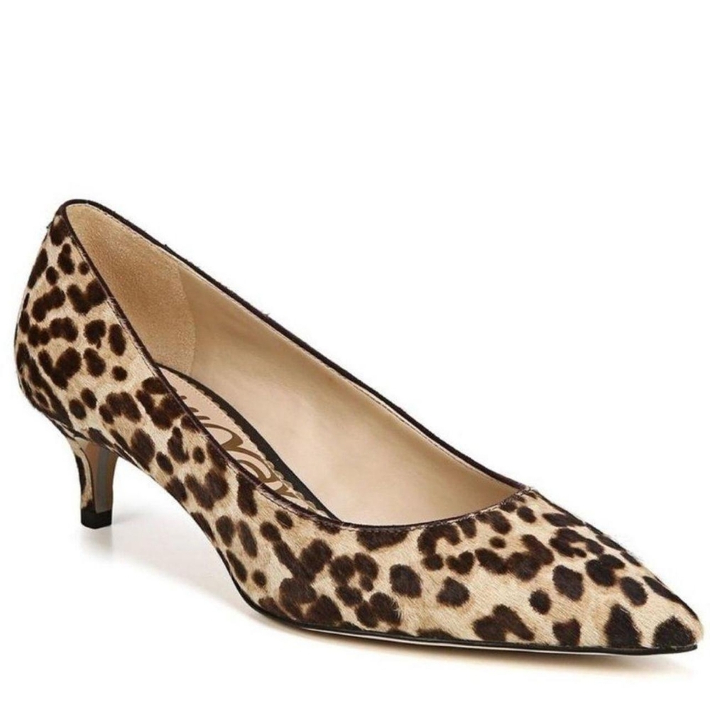 Sam Edelman Dori Brown and Tan Leopard Print Kitten Heels 10.5